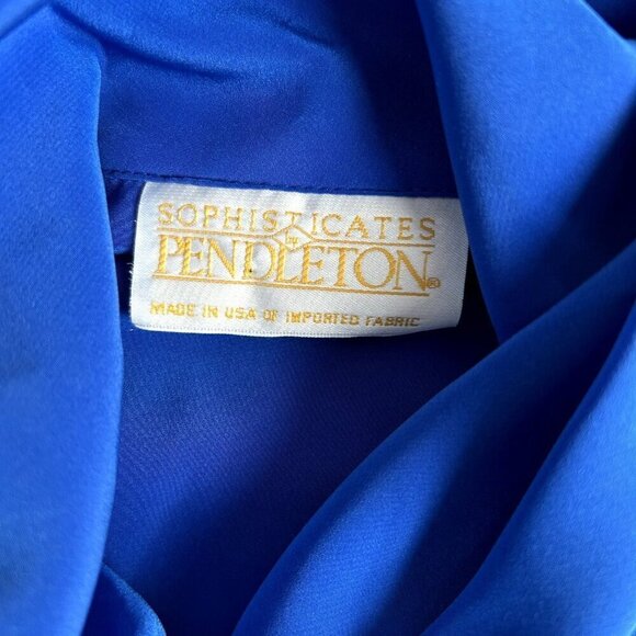 VTG Sophisticates by Pendelton 80's Tie Blouse Blue Size 10 Quiet Luxury - Picture 5 of 8